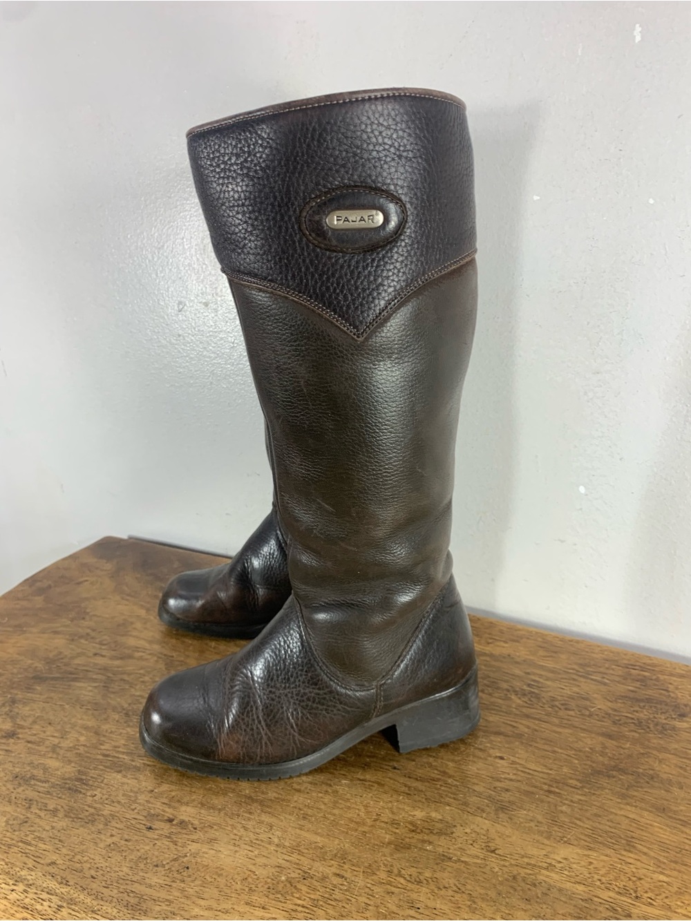 Vintage Pajar Leather Knee-High Boots Genuine Shearling Lining Made in Ca